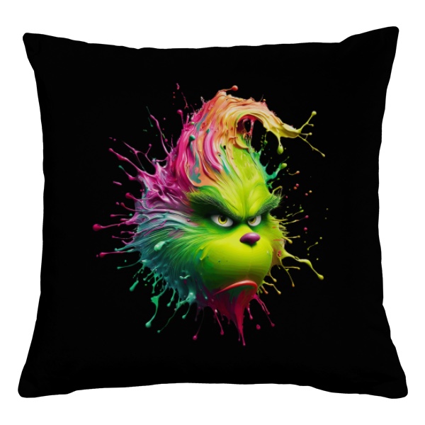 Polštář bavlněný  s potiskem Grinch vylitý z barvy polštář